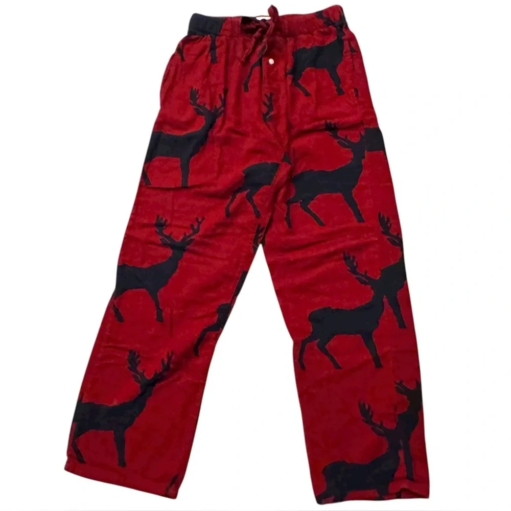 Old Navy Christmas Buck Cotton Flannel Pajama Pants w/Pockets Button Fly